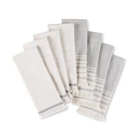 KitchenAid Vintage Stripe Kitchen Towels 8-Pack, Absorbent 100% Woven Cotton, Charcoal Grey/Ivory, 17”x28”