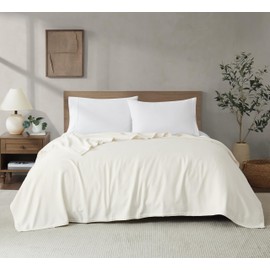 ROYAL VELVET Dream Cotton Ivory Full/Queen Blanket, Solid Textured, for Men and Women, Oeko-TEX Certified Confidence