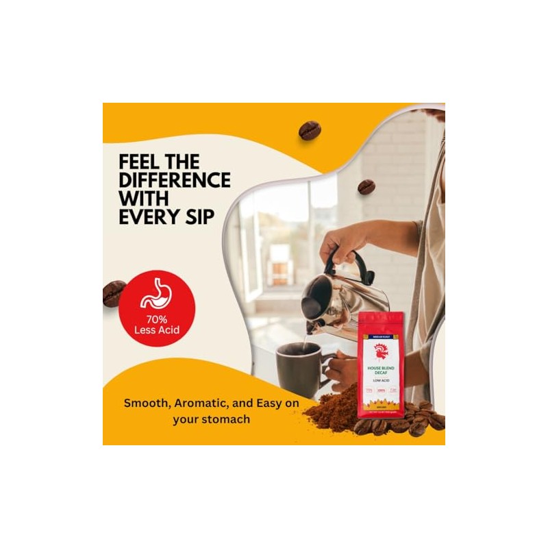 Puroast Low Acid Coffee Decaf | Decaf House Blend Ground