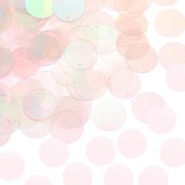 sourcing map 100 Pcs Flat Round Sequins 30mm/1.2 Inch Loose Paillettes Craft Sewing Sequins with Single Side Hole for DIY Embroidery Clothing Jewelry Making, AB Transparent