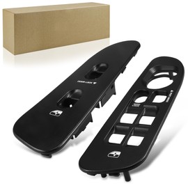 BASIKER Driver and Passenger Black Door Window Switch Panel Bezel for 2002 to 2010 Dodge Ram 1500 2500 3500 Front Right and Left Window Button Border Trim