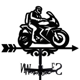 INFUNLY Weather Vane for Motorcycles Vintage Black Weather Vane for Motorcycles Weather Vane Made of Metal Motorcycle Wind Vane Hollow Wind Direction Indicator for Decoration of Garden Roofs Outdoor