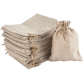 Irich 30 Pack Small Hessian Bags with Drawstring, 13 X 18 CM Biodegradable & Reusable Jute Bag,Fabric Gift Bag Wedding Gift Bags for Wedding Party Jewelry and DIY