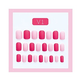 24 Pcs Nails Pure Color Nail Tips Glow Matte Texture Colorful (V1)
