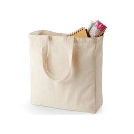 Organix 100% Cotton Sheeting, 3-Pack Grocery Bag 15"x15", 12 Oz Large Tote Bag for Grocery with 2 Real Pockets and Sturdy Handle, Blank Reusable Grocery Shopping Structured Bag, Natural