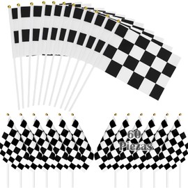 60 Piezas Bandera de Carreras en Blanco y Negro, Banderas a Cuadros 8.3 X 5.5in Para Niños, de Plástico Para Eventos Deportivos y Coches de Control Remoto