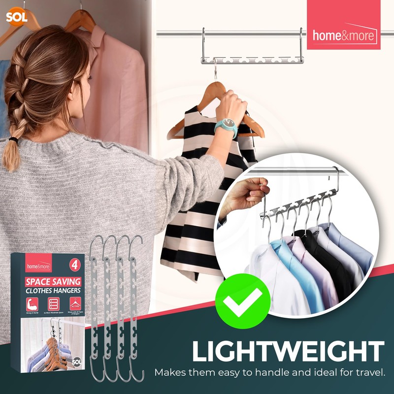 SOL 4pk Space Saving Hangers for Clothes, Create Up to