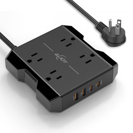 Power Strip with USB Ports, AiJoy 5 ft Ultra Extension Cord with 4 Outlets(2.2 in) and 4 USB Ports(2 USB-C) 20W Desk Power Strip for Cruise Ship Travel, Office Supplies, Home Dorm Room Essentials