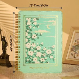 MGGAO Spiral Notebook for Women, Durable A5 Leather Hardcover Notebooks, 140 Lined Pages, Cute Notebooks for Perfect Supplies at School, 15.5 x 21cm