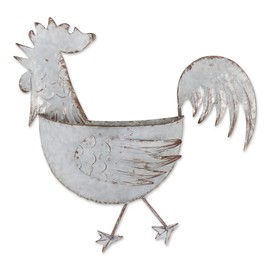 DII Galvanized Planter Collection Wall Hanging, Rooster, 14.25x3.75x13.75, Iron