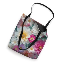 Mixed Flowers Bouquet Pink Floral Pattern Aesthetic Floral Tote Bag