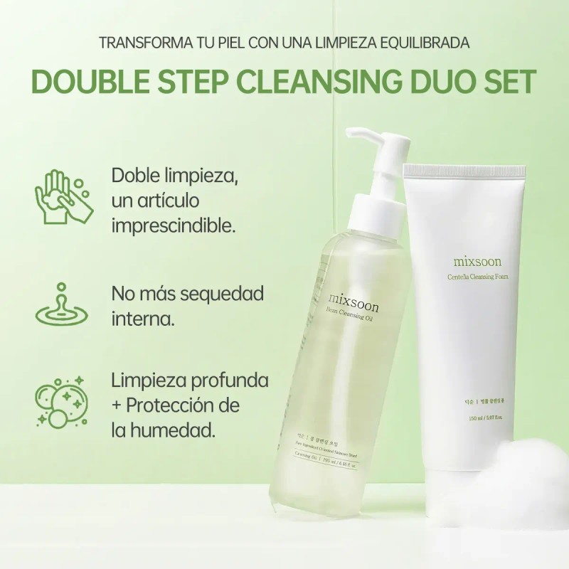 Mixsoon Kit Doble Limpieza Centella Aceite + Espuma 2 Pzs