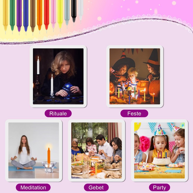 Tobeape Glockenspiel Magic Candles, 24 Pack Coloured Candles 10cm Tall