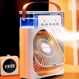 LUXVI Ventilador de Escritorio y Humidificador con Luz LED - Refresca y Purifica el Aire - Ideal para Oficina, Hogar y Espacios Pequeños (BLANCO)