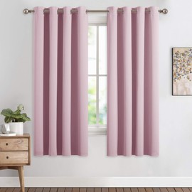 NICETOWN Blackout Curtain Panels for Girls Room, Nursery Essential Thermal Insulated Solid Grommet Top Blackout Drapes (Lavender Pink, 1 Pair, 55 x 68 inches)