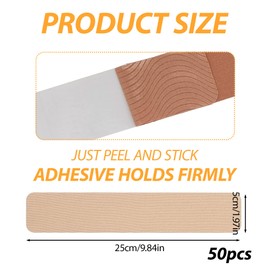 ROBOHOOK 50 Pieces Elasticity Tummy Tape,1.96×9.84in Athletic Kinesiology Belly Tape for Women,for Leg Stoma Backless Dresses Wedding Pregnancy (Skin Color)