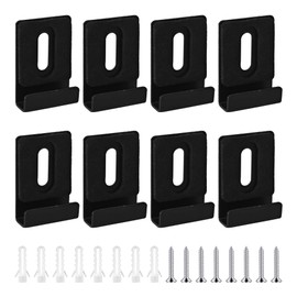 PDETVEO 8PCS Mirror Mounting Clips, Stainless Steel Heavy Duty Mirror Holder Kit with Rubber Pads, Wide Channel Hardware for Frameless Mirror, Wall Display (Black)