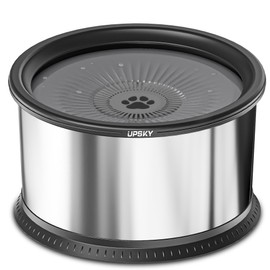 UPSKY 6.5L Dog Water Bowl,1.6 Gallon Super Large Capacity No Spill Dog Water Bowl,Stainless Steel Spill Proof Slow Water Feeder,No Splash Water Bowl with Anti-Slip Mat for Messy Drinkers Black