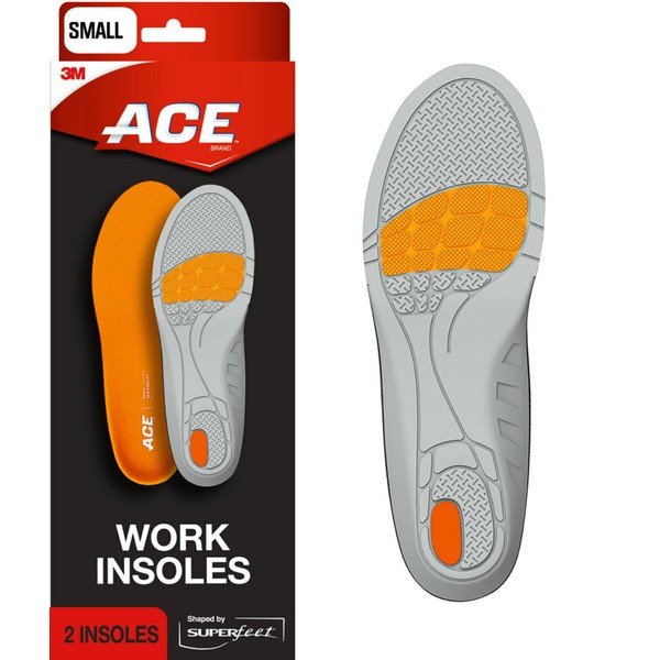 ACE Insoles Work, Shaped by Superfeet, Anti-Fatigue Support, One Pair, Small