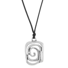 QLUYCKW Cyberpunk Swirl Spiral Necklace Goth Boho Hippie Trendy Silver Plated Large Silver Spiral Mosquito Repellent Shaped Statement Pendant Necklace Fashion Jewelry Gifts for Women (Square)
