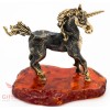 Solid Brass Amber Figurine of the Rainbow Unicorn Horse IronWork
