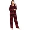 MoFiz Women's Long Sleeve Cotton Warm Checked Sleepwear Pyjamas Suit
