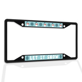 Fastasticdeals Metal Insert License Plate Frame Let It Snow Winter Weatherproof Car Accessories Black 4 Holes Solid Insert