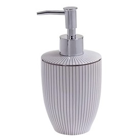 Spirella Ligne Soap Dispenser with Pump Liquid Soap Dispenser Ceramic 370 ml Long Lasting and Robust Black White