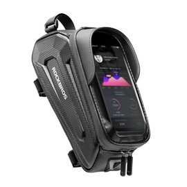 ROCKBROS Bicycle Bag Top Tube Bag Road Bike Smartphone Holder Waterproof Frame Bag Fits 6.8-inch Devices Large Capacity TPU High Sensitivity Touch Screen with Rain Cover, Shade, Wear Resistance, Easy