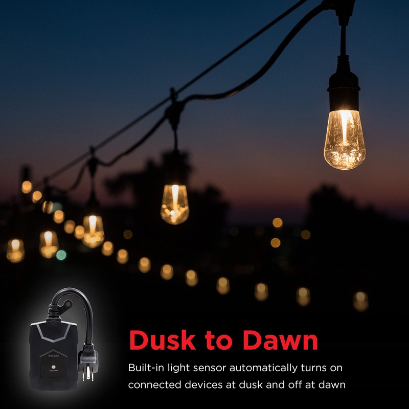 UltraPro Outdoor Dusk to Dawn Outlet Timer, Dual Outlet Light