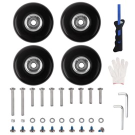 KINPAR 4 Piece Suitcase Tire Replacement Kit, Wheel Repair, Silent, Caster Repair, Carry Bag, DIY, Replacement, Saw Included (Axle 1.2/1.4/2.4 inches (30/35/60 mm), Wheel Diameter 2.0 inches (50 mm),