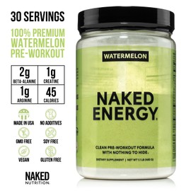 NAKED Watermelon Energy - Clean Pre Workout Supplement for Men and Women, Vegan Friendly, No Added Sweeteners, Colors Or Flavors - 30 Servings