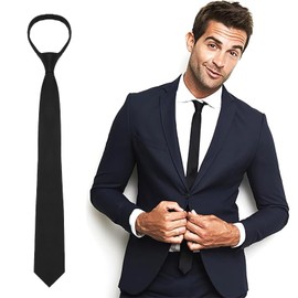 LEOEASIY Tie Black Pre-Tied Ties for Men, Adjustable Slim Ties with Zip, Pre-Tied Knot Ties Tie Men's Tie for Wedding Graduation School, black