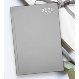 2025 A5 Hardback Day A Page Diary Saturday & Sunday Shared Page (Days A Page Grey)