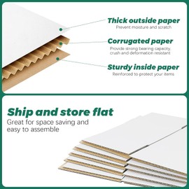 Mat Board Center, 6x6x6 Mailing Box, 6 Inch Cube Box Mailer, Small Gift Square Packaging Box, Corrugated Cardboard Small Business, White, 25 Pack