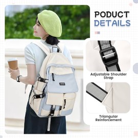 HYC00 Lightweight School Backpack Womens Unisex School Bag for Girls Boy School Backpack for Teenage Waterproof Laptop Rucksack Backpack for School Casual Daypack Travel Backpack for College,Haze Blue