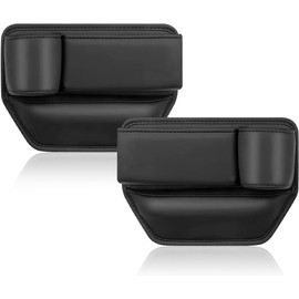 IHOTDER 2 piezas Organizador de relleno de espacio de asiento de coche con portavasos de coche, relleno de espacio de asiento lateral de cuero para coche mantiene el interior del coche ordenado