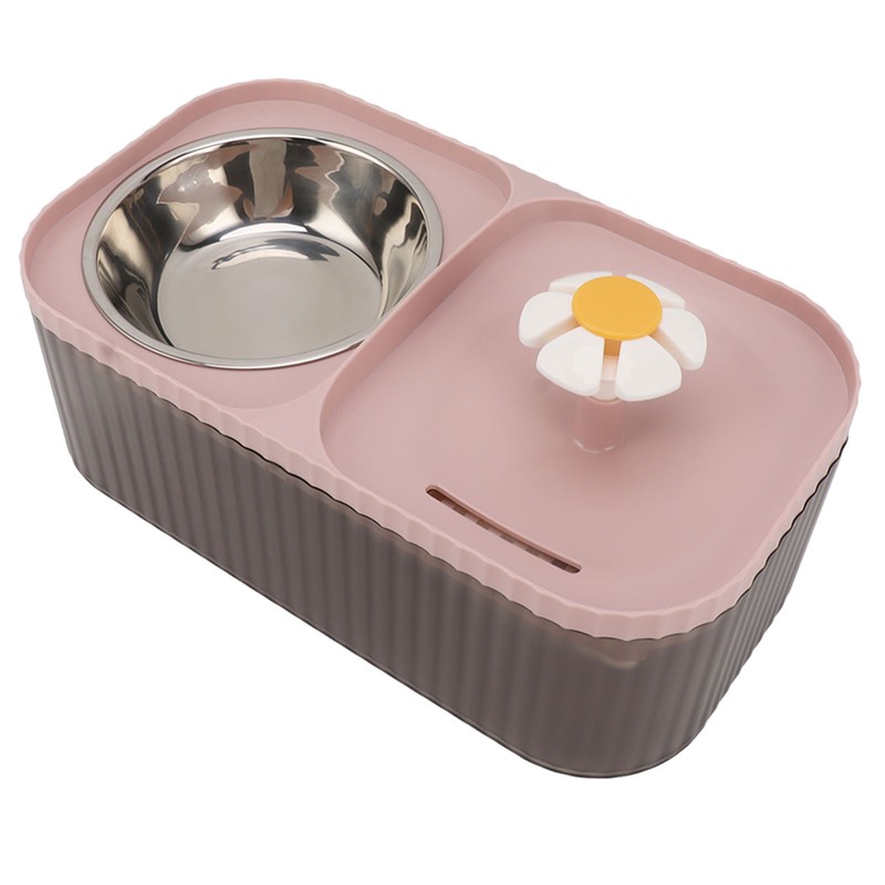 Cat Water Fountain Food Bowl High Capacity Quiet 2 In