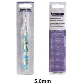 Coopay Crochet Hook 5.0 mm, 1 Piece Ergonomic Crochet Hooks with Solid Metal Crochet and Rubber Handle, Crochet Hook Handle with Beautiful Flower for Beginners, Comfortable TPR Handle Hook Needle for