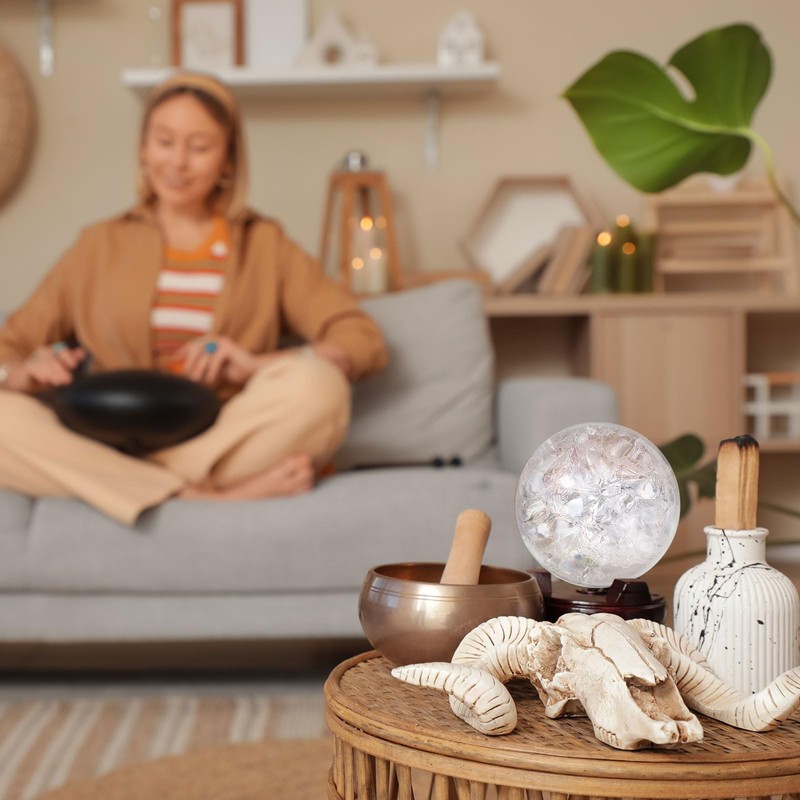 sourcing map 40mm/1.6" Crystal Sphere Ball Glass Solid Decorative Sphere