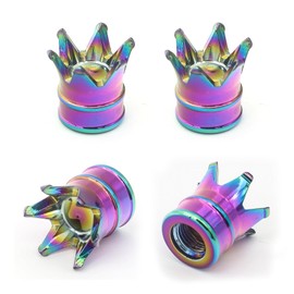 Misuyue Valve Caps Car Crown Set of 4 – Valve Caps Bicycle – Aluminium Tyre Valve Caps – Universal Car Valve Cap for Car Bicycle Truck Motorcycle Car Accessories (Colourful)