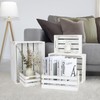 5-Piece Rustic White Wooden Crates Set, Wall Mountable Slatted Storage