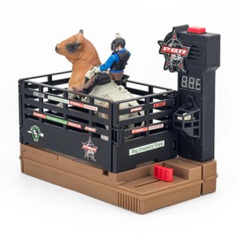Big Country Toys PBR® Bucking Bull & Rider Playset – Interactive Bull Riding Toy with Chute Gate, Timer, Sound Effects & Play-by-Play Announcer