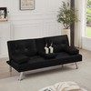OUUI Futon Sofa Bed Modern Faux Leather Couch, Convertible Folding