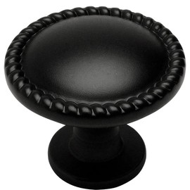 Cosmas® 4115FB Flat Black Rope/Scroll Cabinet Hardware Knob - 1-1/4" Inch Diameter