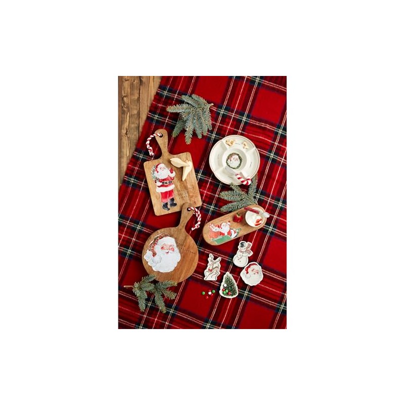 Mud Pie Round Santa Wood Enamel Board; 16 1/2" x