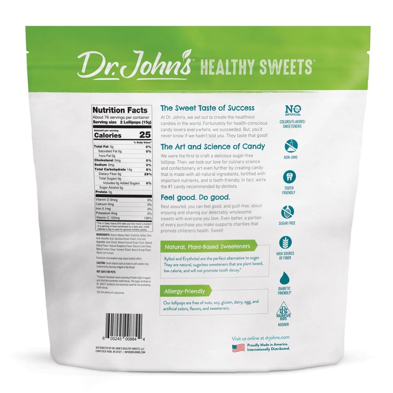 Dr. John’s Sugar Free Classic Fruit Tooth Lollipops – Keto