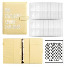 100 Envelopes Saving Challenge, A5 Money Saving Budget Binder with Cash Envelopes, Savings Challenge Planner Book, Easy and Fun Way to Save $5,050,Money-Saving Notebook, Multifunctional Wallet, Save Yourself a Sum Of Money:_Yellow
