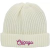 Peerless Embroidery Chicago Cuffed Ribbed Beanie Hat White