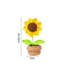 3 PCS Hand-Knitted Flower Rose Tulips Bouquet Potted Plant Ornament Handwoven Knitted Bouquet for School Office Table Decoration